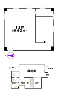 賃貸オフィス・賃貸店舗情報｜第一平成ビル 4-A号　間取り図